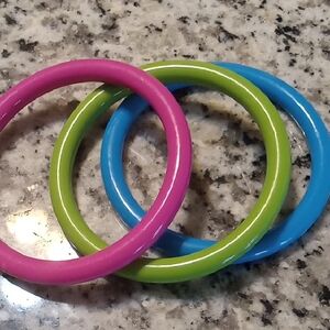Colorful Stackable Plastic Bangles - Pink, Green, Blue